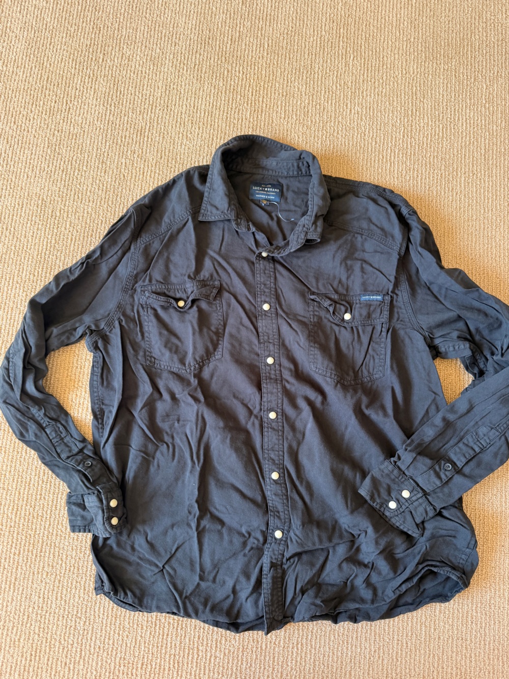 Lucky Brand Men's Black Long-Sleeve Button-Down Shirt